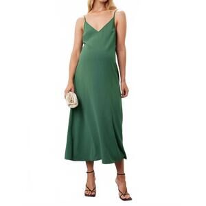 NEW EMILIA GEORGE victoria slip midi dress in green